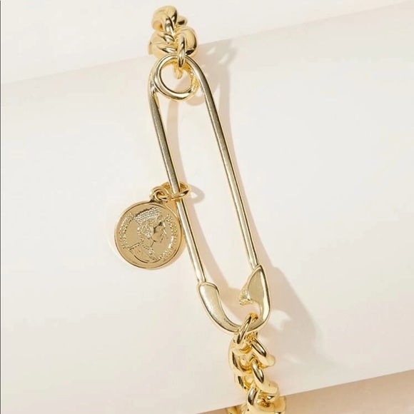 Jewelry - Gold Coin + Safety Pin Bracelet
